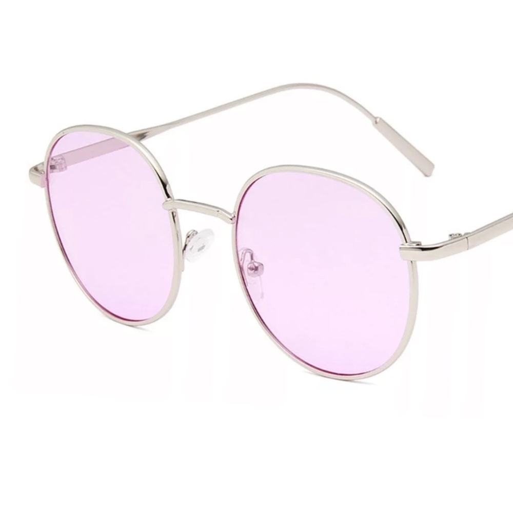 Korean Style Tinted Rounded Sunnies Silver Frame - Picture 2 of 4